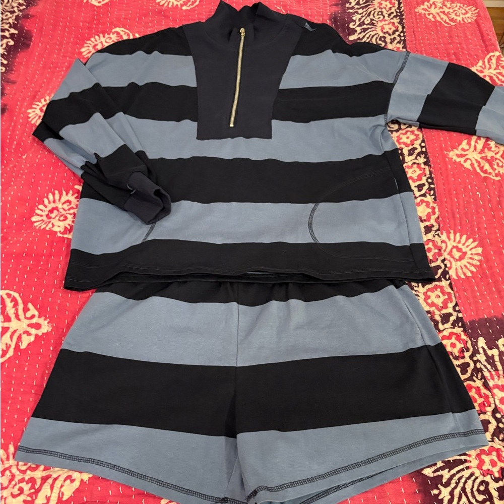 Striped Black and Blue Women's Set